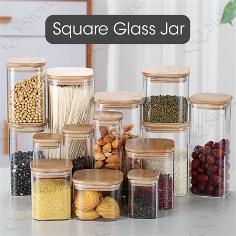 Glass Jar Food Storage Bamboo Jar Lid Airtight Jar Pot Kitchen Jar