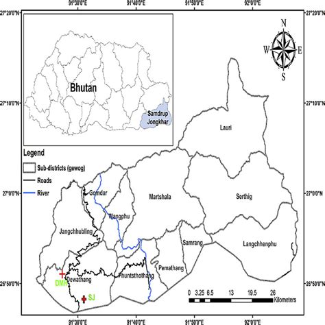 Map Of Bhutan Showing The Study Area In Samdrup Jongkhar District