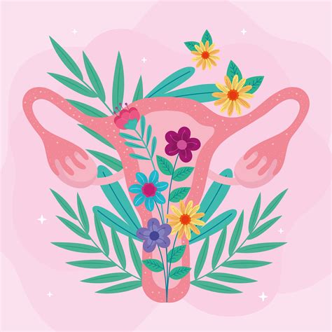 Pink Vagina With Flowers Vector Art At Vecteezy