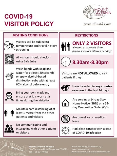 Mount Alvernia Hospital Singapore | Visitor Policy