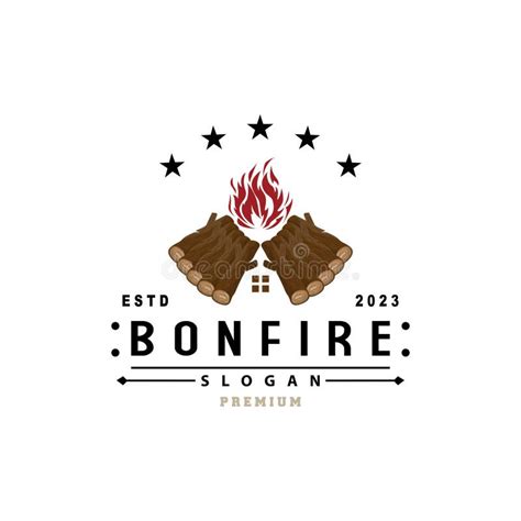 Campfire Logo Design Bonfire Vector Adventure Camp Outdoor Wood Flame