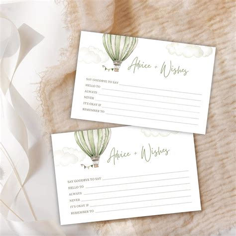 Sage Green Hot Air Balloon Baby Shower Invitation Set Template Baby