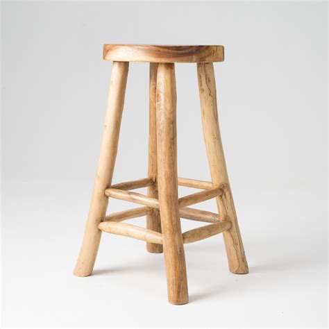 Suar Wood Round Bar Stool Eclectic Style Noosa