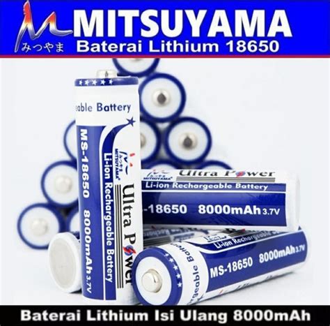 Jual Baterai Battery Batterai Lithiumli Ion Li Ion Merk Mitsuyama 18650