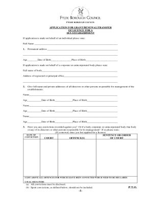 Fillable Online Sex Establishment Application Form Lewes District Council Fax Email Print