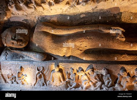 Mahaparinirvana Of Buddha Reclining Buddha On The Wall Of Cave 26