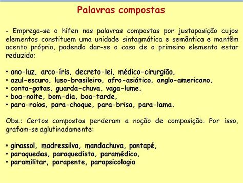 Exemplos De Palavras Compostas