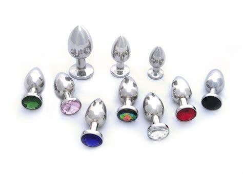 Stainless Steel Anal Plug With Glass Gem Solid And Heavy Weight