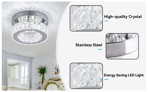 Finktonglan Small Crystal Chandelier Modern Led Ceiling Light Flush