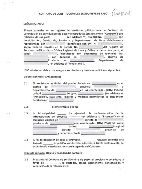 Modelo Contrato De Servidumbre De Paso Pdf