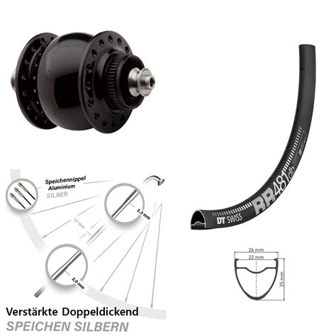 Disc Vorderrad Mit Nabendynamo F R Schnellspanner Dt Swiss Rr Son