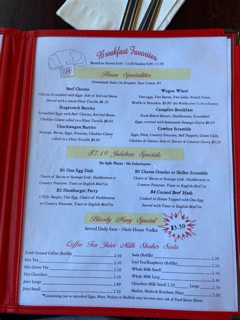 Menu At The Horseshoe Cafe Benson 154 E 4th St