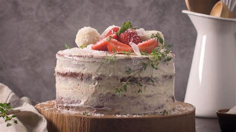 Naked Cake With Strawberries Stock Image Image Of Berry Space 309313211