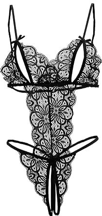 Vicsec Sexy Nightwear For Women Lace Bodysuit One Piece Naughty Lingerie Deep V Neck Stretch