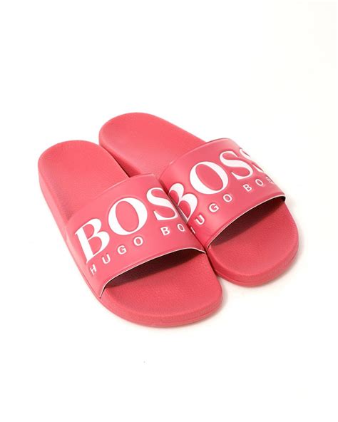Boss Mens Pink Logo Solar Sliders