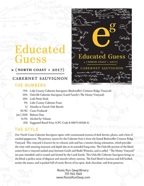 Educated Guess Cabernet Sauvignon - 2017 North Coast - Roots Run Deep Website