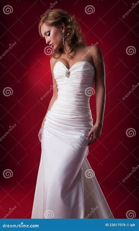 Leichte Nette Blonde Braut Im Studio Aufwirft Stockfoto Bild von mode mädchen