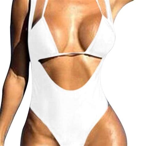 Boutique Swim Womens Halter Piece Swimsuit Brazilian Thong Triangle Bikini Set Sexy Push
