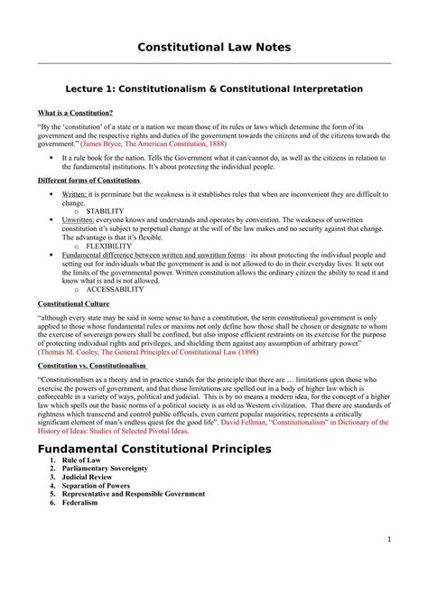 Constitutional Law Notes Llb259 Constitutional Law Murdoch