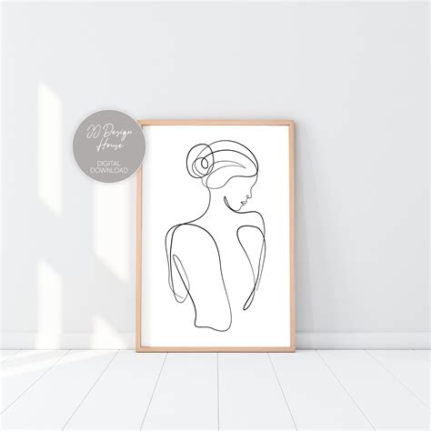 Woman Body Line Art Boho Wall Art Female Nude Body Print Etsy