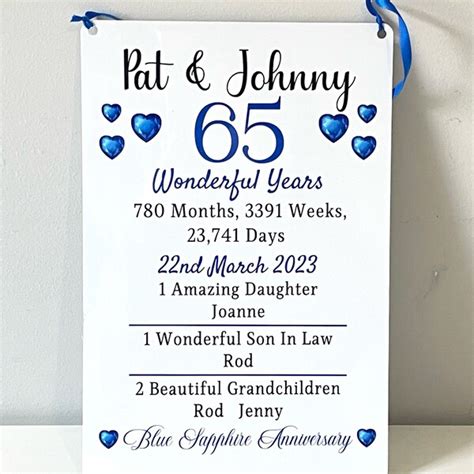 65th Wedding Anniversary Blue Sapphire Etsy