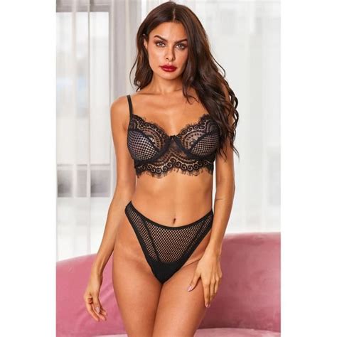 OOTDAY Ensemble Lingerie LC43115 2 Noir Dentelle sexy Noir Cdiscount Prêt à Porter