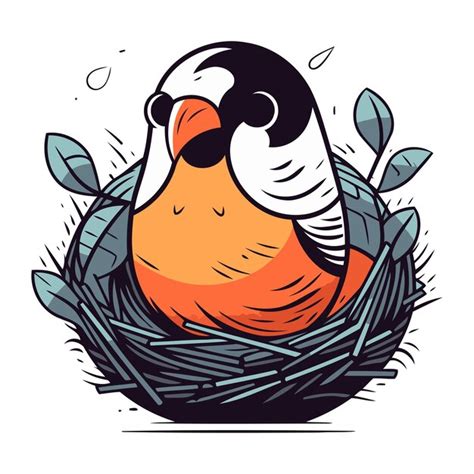 Pássaro bullfinch no ninho ilustração vetorial para o seu projeto