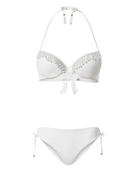 Twinset Beaded Triangle Bikini Set In White Lyst UK
