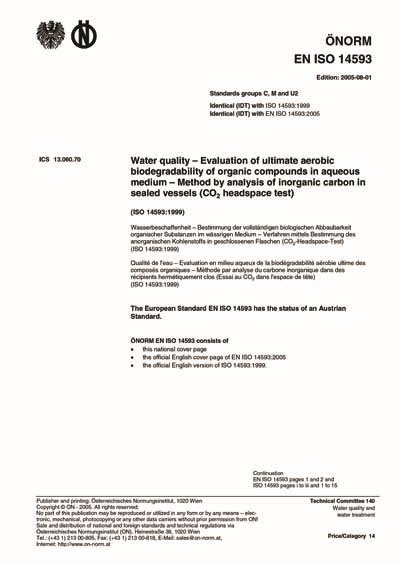 Onorm En Iso Water Quality Evaluation Of Ultimate