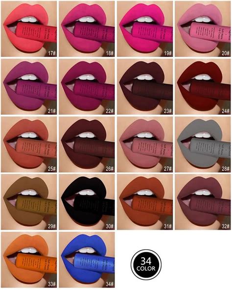 Colors Waterproof Matte Nude Lipstick Lipkit Pigment Dark Red Black