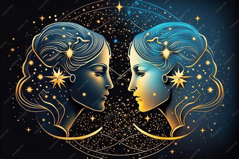 premium photo illustration  zodiac sign gemini  space background
