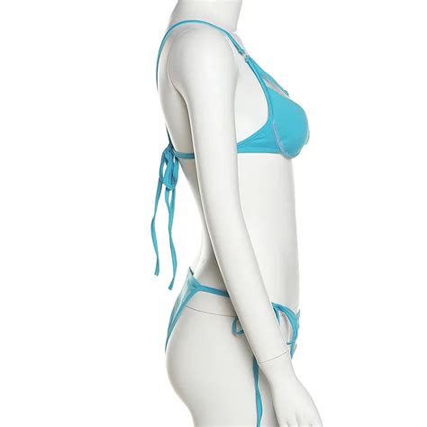 Outpace Hollow Mesh Swimwear One Shoulder Strap Briefs Swimsuit Set For Women Custom Bikini Set