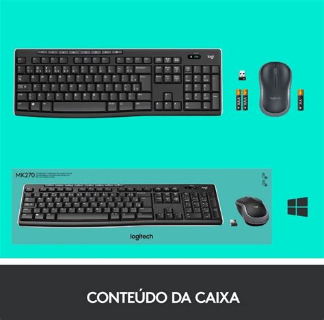 Kit Teclado E Mouse Wireless Logitech Mk270 Preto Informática Kit Informática Componentes