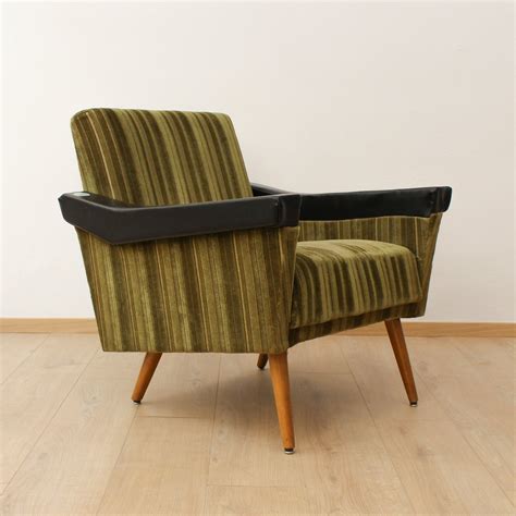 Vintage Lounge Chair With Green Corduroy Upholstery 267130