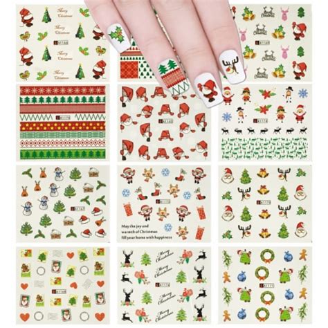 Wrapables 250 Christmas Water Slide Nail Decals Large 12 Sheets 12