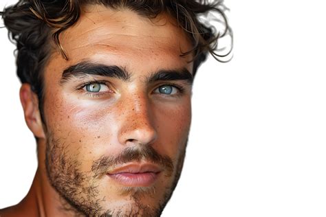 Portrait Of Handsome Brunette Man On Isolated Transparent Background Png