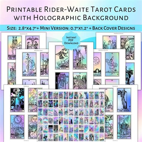 PRINTABLE Rider-waite Tarot Cards holographic Background - Etsy