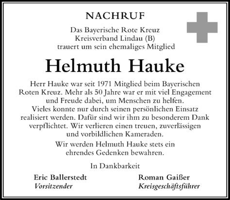 Traueranzeigen von Helmuth Hauke Allgäuer Zeitung