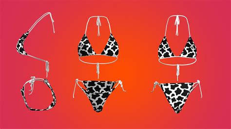 Cow Printed Bikini Fitted To Gen Body Mesh D Model Cgtrader