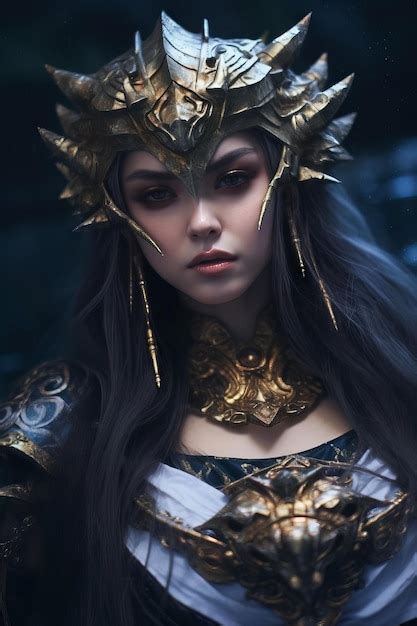 Premium Ai Image A Woman With A Gold Crown And A Gold Crown