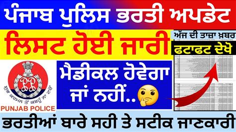 Punjab Police New Update 🤩 Punjab Police Constable Bharti Update