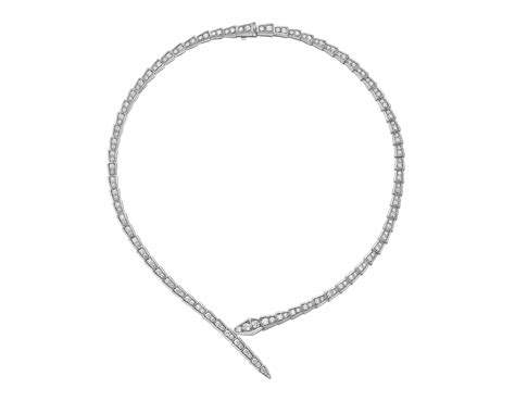 White Gold Serpenti Viper Necklace With 4 99 Ct Diamonds Bulgari