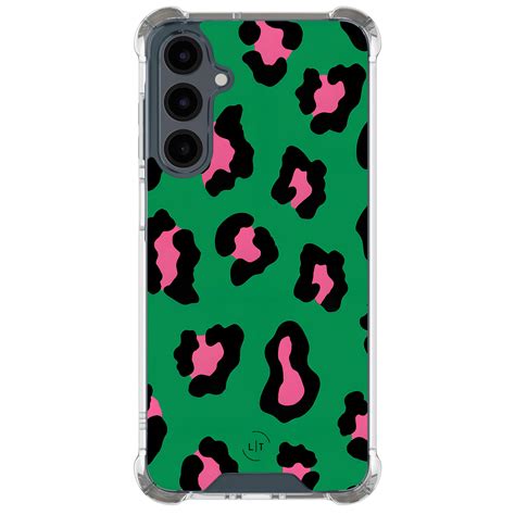 Samsung Galaxy A16 shockproof case - Luipaard groen roze - Leuke