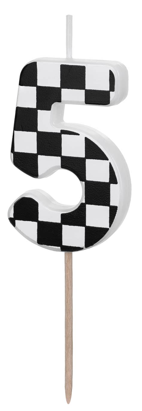 ŚWIECZKA NA TORT CYFERKA PIĘĆ SZACHOWNICA AUTA ZYGZAK MCQUEEN HOT WHEELS