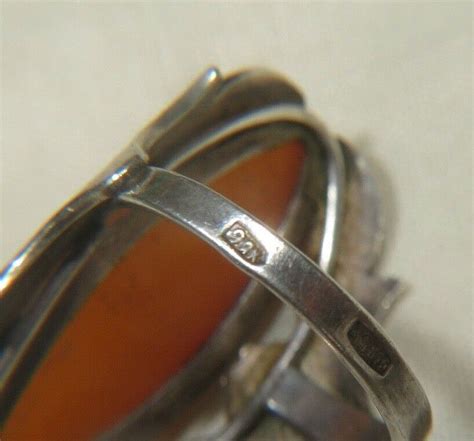 HUGE .875 silver Russian 9RK Butterscotch Egg yolk Amber ring OLD s: 7 ...