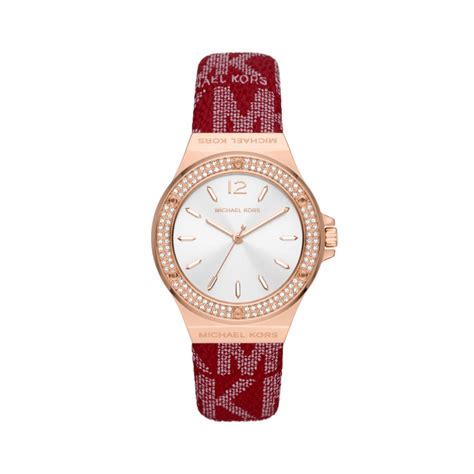 Заказать часы Красные часы Lennox с тремя стрелками из ПВХ Michael Kors ...