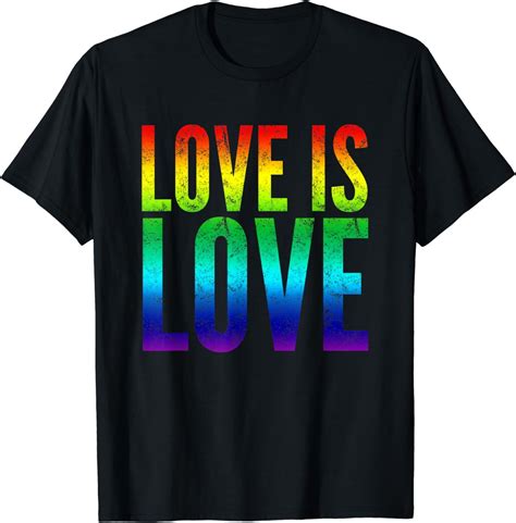 Gay Pride Tee Shirt Love Is Love Rainbow Flag Colors Walmart