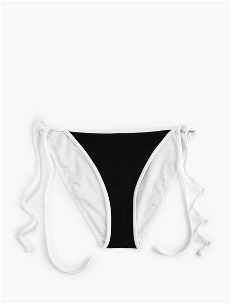 Siyah Kadın Brazilian Bikini Altı Yanları Bağlama Detaylı Basic Normal Bel SAK BM Koton