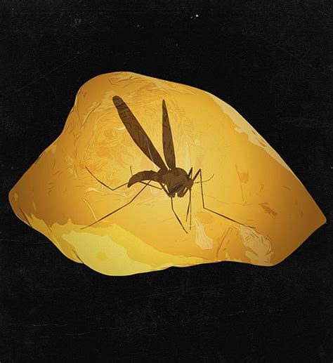 Jurassic Park Inspired Amber Mosquito Minimalist Movie Poster Print 13x19 33x48 Cm