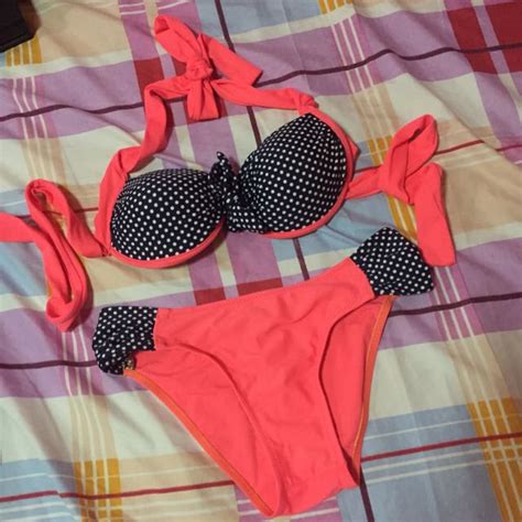 Polka Dot Pink And Blue Bikini Women S Fashion Swimwear Bikinis Swimsuits On Carousell